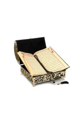 Kadife Kaplı Define Sandıklı Kuranı Kerim Seti Siyah thumbnail 3