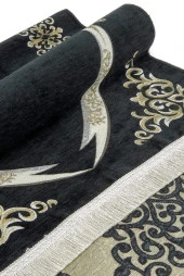 Kişiye Özel İsim İşlemeli Zülfikar Desenli Ultra Plus Şönil Seccade Siyah Renk thumbnail 2