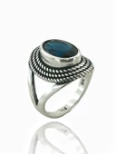 925 Ayar Gümüş Oval Safir Otantik Üst Kalite Kadın Yüzük thumbnail 1