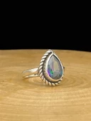 925 Ayar Damla Mistik Topaz Otantik Üst Kalite Gümüş Yüzük thumbnail 3