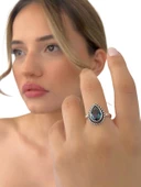 925 Ayar Damla Mistik Topaz Otantik Üst Kalite Gümüş Yüzük thumbnail 1