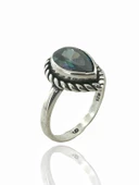 925 Ayar Damla Mistik Topaz Otantik Üst Kalite Gümüş Yüzük thumbnail 2