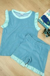 Mint Fırfır Detaylı Pijama Takımı - 1
