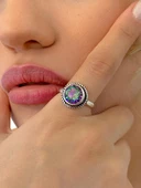 925 Ayar Mistik Topaz Otantik Üst Kalite Gümüş Yüzük - 1