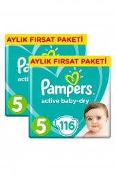Prima Pampers Bebek Bezi Aktif Bebek Aylık Junior 5 Beden 116 Adet x 2 Paket - 1
