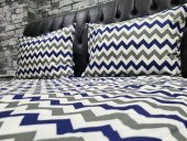 Çeyiz Diyarı Zigzag Çift Kişilik Nevresim Takımı Lacivert thumbnail 4