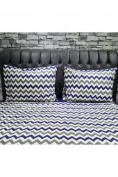 Çeyiz Diyarı Zigzag Çift Kişilik Nevresim Takımı Lacivert thumbnail 6