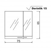 Denko Terra Aynalı Banyo Dolabı Üst Modülü 75 cm - 2