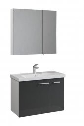 Denko Terra 80 cm MDF Antrasit Gri Banyo Dolabı Takımı - 1