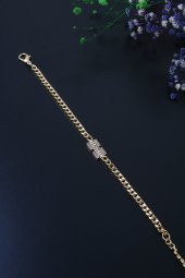 Soobepark Zirkon Taşlı Retro Baget Tasarım Kadın Zincir Bileklik Gold - 2