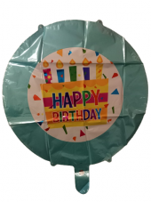 FOLYO BALON HAPPY BİRTHDAY MUMLU TURKUAZ 18 D.Ü 15 - 1