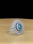925 Ayar Gümüş Aquamarine Taşlı OPtantik Kadın Yüzük - 2