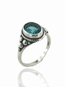 925 Gümüş Aquamarine Taşlı Otantik Kadın Yüzük - 2