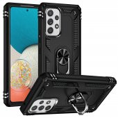 KNY Samsung Galaxy A73 Kılıf Çift Katmanlı Yüzüklü Manyetik Vega Kapak Siyah - 1