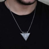 925 Ayar Gümüş Üçgen İçi Açılabilen Osmanlı Arma Muskalık Gümüş Kolye thumbnail 2