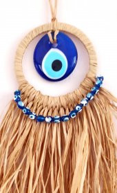 Cam Nazar Boncuklu Rafyalı Mini Duvar Süsü thumbnail 2