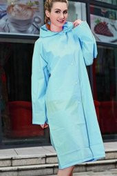 Kadın Erkek Yağmurluk Kapüşonlu Çıtçıtlı Eva Su Yeşili Yağmurluk M21mrc881r10 - 2