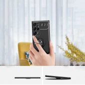 Galaxy S22 Ultra Kılıf Zore Ravel Yüzüklü Magnetic Standlı Silikon Kapak - 4