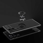 Galaxy S22 Ultra Kılıf Zore Ravel Yüzüklü Magnetic Standlı Silikon Kapak - 8