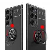 Galaxy S22 Ultra Kılıf Zore Ravel Yüzüklü Magnetic Standlı Silikon Kapak - 10