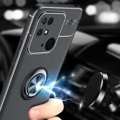 Xiaomi Redmi 10C Kılıf Zore Ravel Yüzüklü Magnetic Standlı Silikon Kapak - 2