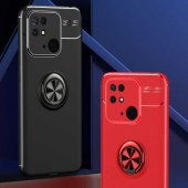 Xiaomi Redmi 10C Kılıf Zore Ravel Yüzüklü Magnetic Standlı Silikon Kapak - 4