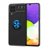Galaxy A22 4G Kılıf Zore Ravel Yüzüklü Magnetic Standlı Silikon Kapak - 1