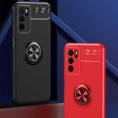 Oppo A16 Kılıf Zore Ravel Yüzüklü Magnetic Standlı Silikon Kapak - 2