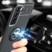 Galaxy S22 Plus Kılıf Zore Ravel Yüzüklü Magnetic Standlı Silikon Kapak - 2