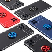Galaxy A22 4G Kılıf Zore Ravel Yüzüklü Magnetic Standlı Silikon Kapak - 4