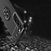 Galaxy S22 Plus Kılıf Zore Ravel Yüzüklü Magnetic Standlı Silikon Kapak - 5
