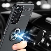 Xiaomi Redmi Note 11 Global Kılıf Zore Ravel Yüzüklü Magnetic Standlı Silikon Kapak - 5