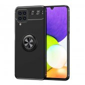 Galaxy A22 4G Kılıf Zore Ravel Yüzüklü Magnetic Standlı Silikon Kapak - 8