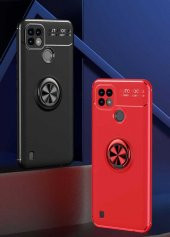 Realme C25 Kılıf Zore Ravel Yüzüklü Magnetic Standlı Silikon Kapak - 5
