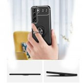 Galaxy S22 Plus Kılıf Zore Ravel Yüzüklü Magnetic Standlı Silikon Kapak - 10