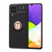 Galaxy A22 4G Kılıf Zore Ravel Yüzüklü Magnetic Standlı Silikon Kapak - 11