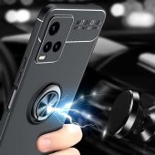 Vivo Y33S Kılıf Zore Ravel Yüzüklü Magnetic Standlı Silikon Kapak - 9