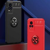 Vivo V21E Kılıf Zore Ravel Yüzüklü Magnetic Standlı Silikon Kapak - 2