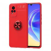 Vivo V21E Kılıf Zore Ravel Yüzüklü Magnetic Standlı Silikon Kapak - 11