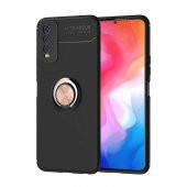 Vivo Y20 Kılıf Zore Ravel Yüzüklü Magnetic Standlı Silikon Kapak - 1