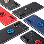 Oppo A74 4G Kılıf Zore Ravel Yüzüklü Magnetic Standlı Silikon Kapak - 3