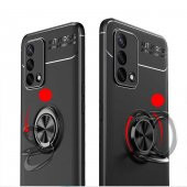 Oppo A74 4G Kılıf Zore Ravel Yüzüklü Magnetic Standlı Silikon Kapak - 4