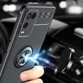 Oppo A54 4G Kılıf Zore Ravel Yüzüklü Magnetic Standlı Silikon Kapak - 6