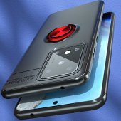 Samsung Galaxy S20 Ultra Kılıf Ravel Yüzüklü Magnetic Standlı Silikon Kapak - 9