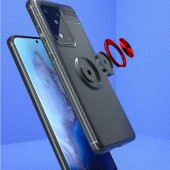 Samsung Galaxy S20 Ultra Kılıf Ravel Yüzüklü Magnetic Standlı Silikon Kapak - 11