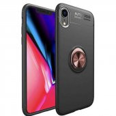 Apple iPhone XR 6.1 Kılıf Ravel Yüzüklü Magnetic Standlı Silikon Kapak - 6
