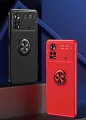 Xiaomi Poco M4 Pro 4G Kılıf Zore Ravel Yüzüklü Magnetic Standlı Silikon Kapak - 4