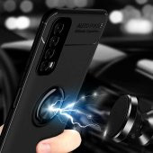 Huawei P Smart 2021 Kılıf Ravel Yüzüklü Magnetic Standlı Silikon Kapak - 4