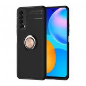 Huawei P Smart 2021 Kılıf Ravel Yüzüklü Magnetic Standlı Silikon Kapak - 12