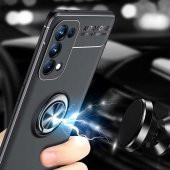 Oppo Reno 5 Pro 5G Kılıf Ravel Yüzüklü Magnetic Standlı Silikon Kapak - 7